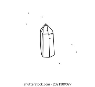 Hand drawn vector abstract stock flat graphic illustration with logo element,bohemian magic line art of crystal shape in simple style for branding,isolated on white background.Feminine logo concept.
