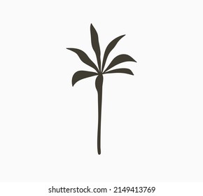 Dibujo manual vectorial abstracto material gráfico de verano, ilustraciones minimalistas imprimir elemento logo, con hermosa silueta tropical de palmera aislada en fondo blanco