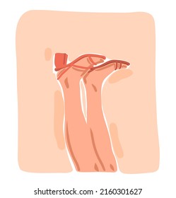 Gráfica de mano vectorial abstracta material gráfico estética contemporánea, ilustración de moda con bello vintage, trendy abstracta, piernas y zapatos modernos de mujer sobre tacones. Diseño moderno de mujer.