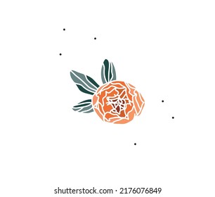 Dibujo manual vectorial abstracto material ilustración gráfica plana con el logotipo elemento de flor de línea arte de peonía en estilo simple para marca, aislado en fondo blanco.Sagrado magia boho concepto femenino.