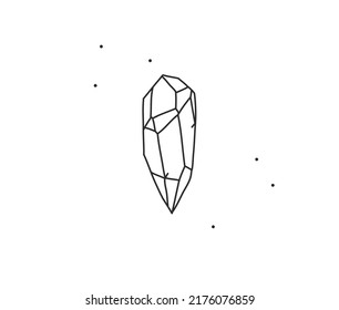 Gráfica plana de material abstracto de vector dibujado a mano con elemento logotipo,línea mágica bohemia de forma cristal en estilo simple para marca,aislado en fondo blanco.Concepto de logotipo femenino