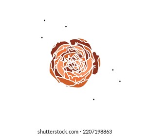 Hand drawn vector abstract stock flat graphic illustration with logo element of line flower art of peony in simple style for branding,isolated on white background.Sacred magic boho feminine concept.
