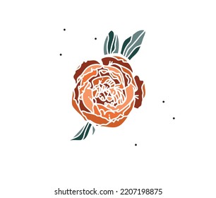 Hand drawn vector abstract stock flat graphic illustration with logo element of line flower art of peony in simple style for branding,isolated on white background.Sacred magic boho feminine concept.