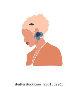 Dibujo manual de vectores abstracto material gráfico plano estético estético contemporáneo ilustración de moda con retrato femenino bohemio, hermoso moderno y de moda simple estilo minimalista aislado en fondo blanco.