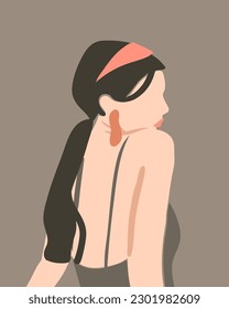 Dibujo a mano vector abstracto arte contemporáneo gráfico de moda contemporáneo de moda, ilustración estética de moda con bohemias, hermosa mujer moderna, estilo de moda minimalista. Dibujo abstracto del cuerpo de la mujer vector.