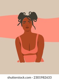 Hand drawn vector abstract trendy graphic contemporary modern art,aesthetic fashion illustration with bohemian,beautiful modern female,minimalistic trendy style. Vector woman body abstract drawing.