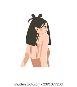 Hand drawn vector abstract trendy graphic contemporary modern art,aesthetic fashion illustration with bohemian,beautiful modern female,minimalistic trendy style. Vector woman body abstract drawing.