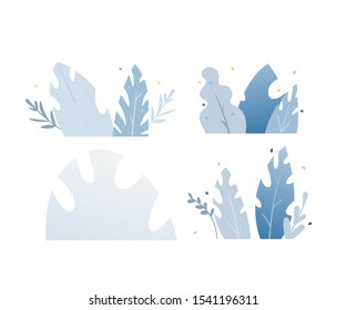 Hand drawn vector abstract tropical leaves collection set background decoration isolated on white.