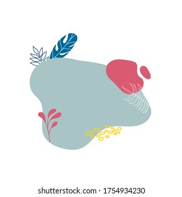Hand drawn vector abstract tropical leaves background isolated on white