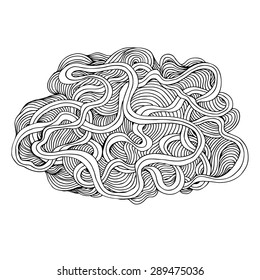 Hand drawn vector abstraction. Human brains. Human thoughts.