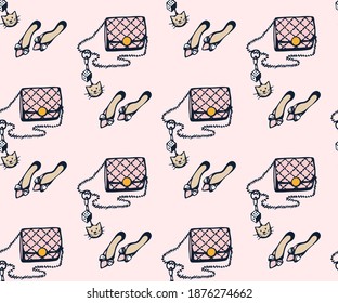 Accesorios de vector dibujados a mano. Ilustración de tinta dibujada a mano. Marco decorativo ornamental moderno. Patrón vectorial. Imprimir para textiles, tela, papel pintado, raspado