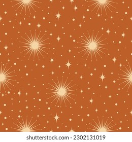 Hand drawn vector aesthetic night sky illustrations seamless pattern.