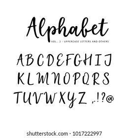 Hand drawn vector alphabet: Brush script  font. Isolated upper case letters written with marker, ink. Calligraphy, lettering.