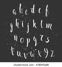 Hand drawn vector alphabet brush painted letters handwritten script lettering custom typography