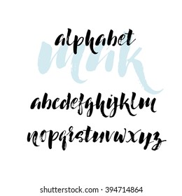 Hand Drawn Vector Alphabet. Hand Drawn Calligraphy Letters. Letters Of The Alphabet Written With A Brush. Ink Illustration. Modern Calligraphy. Handwritten Calligraphy Font.