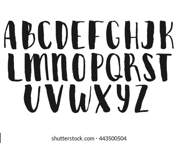 Hand drawn vector alphabet, calligraphy letters, written with a brush. Ink illustration. Modern  handwritten font.