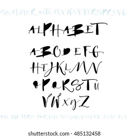 Hand drawn vector alphabet. Hand drawn calligraphy letters. Letters of the alphabet written with a brush. Ink illustration. Modern brush calligraphy. Isolated on white background. 
