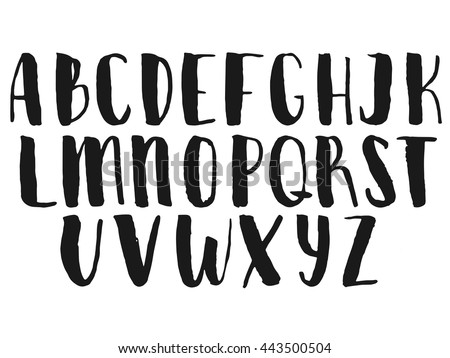 Hand drawn vector alphabet, calligraphy letters, written with a brush. Ink illustration. Modern  handwritten font.