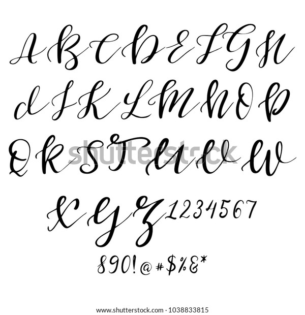 Hand Drawn Vector Alphabet Calligraphy Letters Stock Vector (Royalty ...