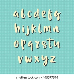 Hand drawn vector alphabet. Decorative letters set. Vintage style background.