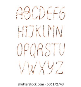 Hand drawn vector alphabet. Doodle set of decorative elements, lettering.