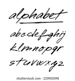 Hand Drawn Vector Alphabet, Font, Isolated Letters Written With Marker Or Ink