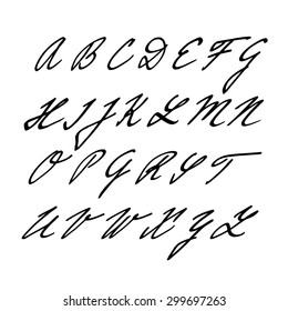 Hand drawn vector alphabet, font, isolated upper case letters, initials written with marker or ink