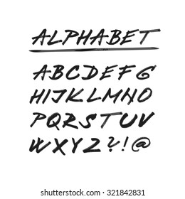 Hand drawn vector alphabet, font, isolated upper case letters written with marker or ink