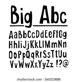 Hand drawn vector alphabet, font, isolated upper and lower case letters, big set