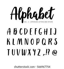 Hand drawn vector alphabet, font. Isolated letters written with marker or ink. Brush script.