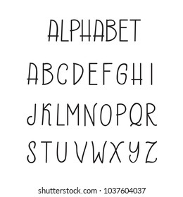 Hand drawn vector alphabet. Ink illustration. Hand drawn lettering background. Isolated on white background.