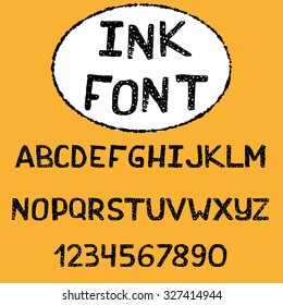Hand drawn vector alphabet. Letters and numbers set for poster, cartoon and comic design.