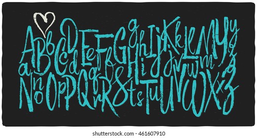 Hand Drawn Vector Alphabet. Letters Made With A Dry Calligraphic Brush.