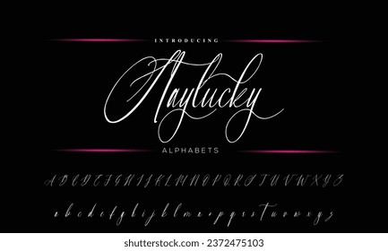 Hand drawn vector alphabet. Modern monocline signature script font. Elegant Signature Font. Best Alphabet Beautiful Calligraphy Signature Font lettering handwritten