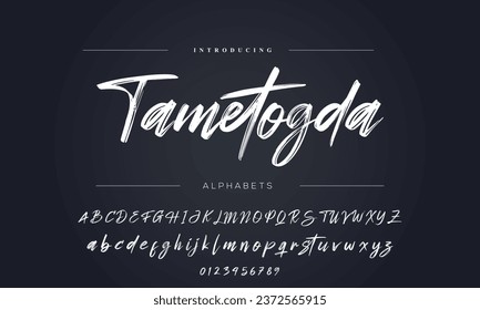 Alfabeto vector dibujado a mano. Tipo de letra de script de firma monoclina moderna. Tipo de letra de firma elegante. Mejor Alfabeto Hermosa caligrafía Firma Letra tipográfica manuscrita