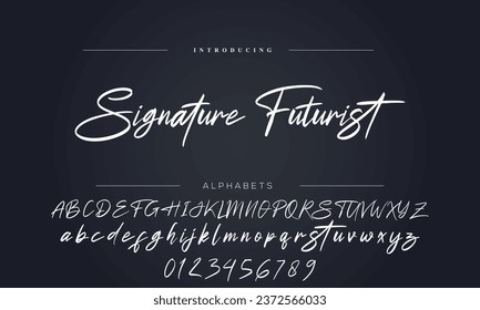 Hand drawn vector alphabet. Modern monocline signature script font. Elegant Signature Font. Best Alphabet Beautiful Calligraphy Signature Font lettering handwritten