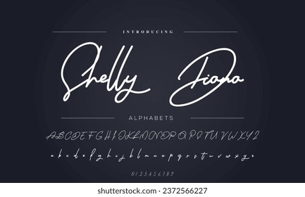 Alfabeto vector dibujado a mano. Tipo de letra de script de firma monoclina moderna. Tipo de letra de firma elegante. Mejor Alfabeto Hermosa caligrafía Firma Letra tipográfica manuscrita