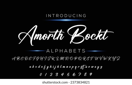 Handgezeichnetes Vektoralphabet. Moderne Schriftart mit einfarbiger Signatur. Eleganter Schriftzeichen. Beste Alphabet Schöne Kalligrafie Schriftart Schriftzeichen handschriftlich