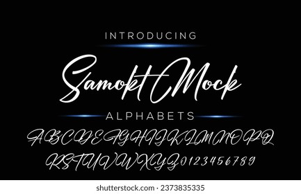 Alfabeto vector dibujado a mano. Tipo de letra de script de firma monoclina moderna. Tipo de letra de firma elegante. Mejor Alfabeto Hermosa caligrafía Firma Letra tipográfica manuscrita