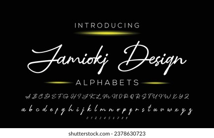 Hand drawn vector alphabet. Modern monoline signature script font. Elegant Signature Font. Best Alphabet Beautiful Calligraphy Signature Font lettering handwritten
