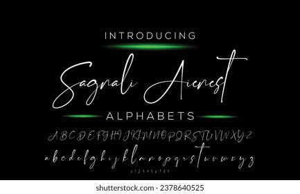 Hand drawn vector alphabet. Modern monoline signature script font. Elegant Signature Font. Best Alphabet Beautiful Calligraphy Signature Font lettering handwritten