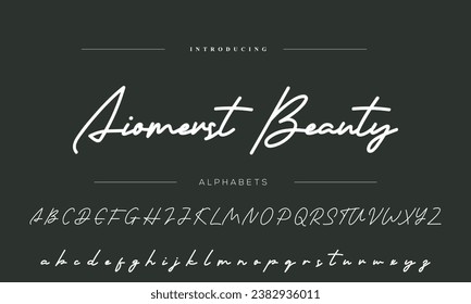 Hand drawn vector alphabet. Modern monoline signature script font. Elegant Signature Font. Best Alphabet Beautiful Calligraphy Signature Font lettering handwritten