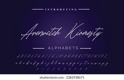 Hand drawn vector alphabet. Modern monoline signature script font. Elegant Signature Font. Best Alphabet Beautiful Calligraphy Signature Font lettering handwritten