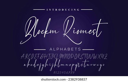 Alfabeto vector dibujado a mano. Tipo de letra moderno del guión de la firma de monolina. Tipo de letra de firma Chloe