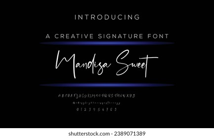 Alfabeto vector dibujado a mano. Tipo de letra moderno del guión de la firma de monolina. Tipo de letra de firma elegante. Mejor Alfabeto Hermosa caligrafía Firma Letra tipográfica manuscrita