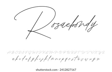 Hand drawn vector alphabet. Modern monocline signature script font. Elegant Signature Font. Best Alphabet Beautiful Calligraphy Signature Font lettering handwritten