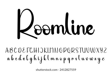 Alfabeto vector dibujado a mano. Tipo de letra moderno del guión de la firma de monolina. Tipo de letra de firma elegante. Mejor Alfabeto Hermosa caligrafía Firma Letra tipográfica manuscrita