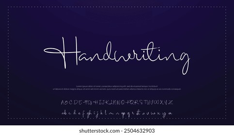 Alfabeto de Vector dibujado a mano. Fuente de script de firma monoline moderna. Elegante fuente de firma. Mejor alfabeto Hermosa caligrafía Signature letras de fuente