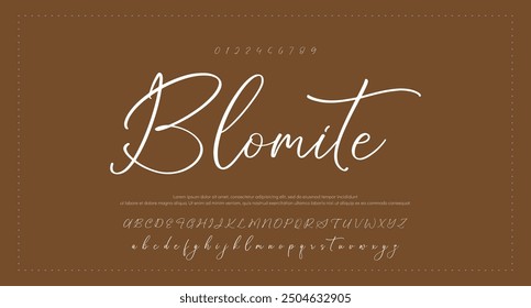 Hand drawn vector alphabet. Modern monoline signature script font. Elegant Signature Font. Best Alphabet Beautiful Calligraphy Signature Font lettering