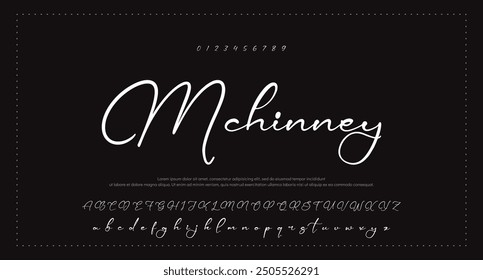 Handgezeichnetes Vektoralphabet. Moderne Schriftart für Monoline-Signaturen. Elegante Signatur. Bestes Alphabet Schöne Kalligrafie Signatur Schriftart Schriftzug